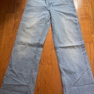 Zara light wash pearl jeans